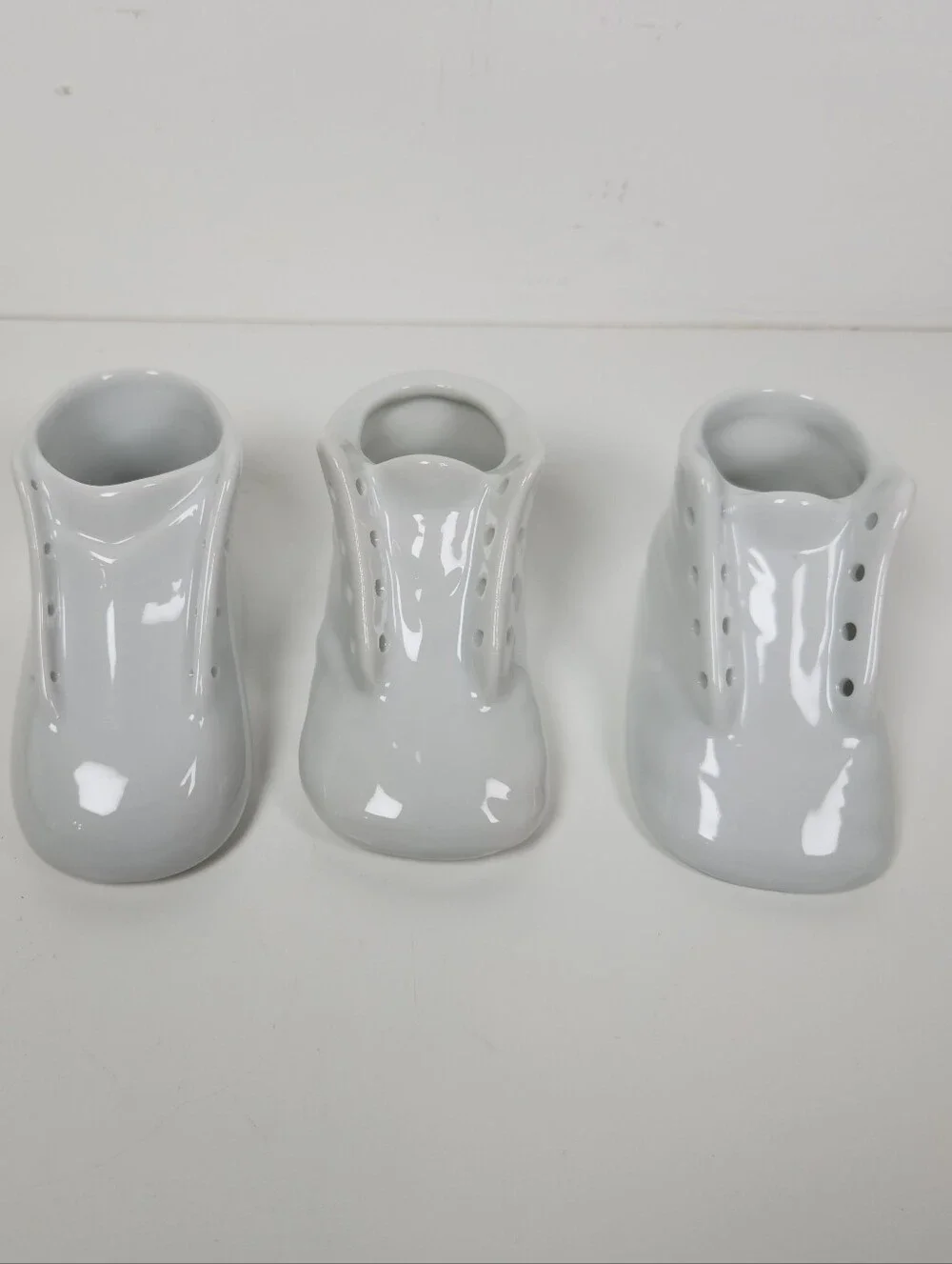 Vintage White Porcelain Baby Shoe Decor,  Set of 3 , Japan |  Baby Booty Shoe